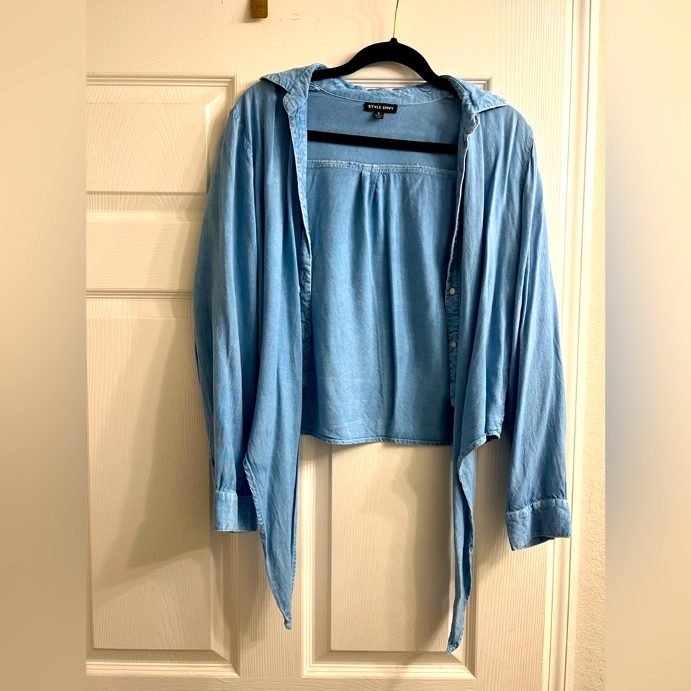 Style Envy Jean Cross Button Up